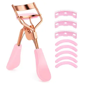 9pcs Eyelash Curler Set, Beauty Portable Stainless Steel Eyelash Curler With Comb, Eyelash Curlers Pad, Black, Pinch And Hold For Natural Looking Lash Curl
