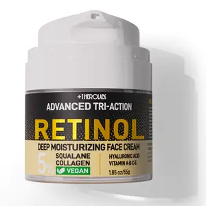 Retinol Cream for Face, Anti Aging Moisturizer with Triple Retinol Complex, Hyaluronic Acid, Collagen, Peptides, Niacinamide, Centella Asiatica & 50000ppm Squalane, Wrinkle Cream for Women, Fragrance Free, 1.85oz
