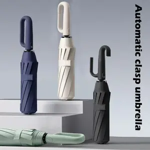 Ring buckle automatic portable folding umbrella with UV protection, suitable for both sun and rain