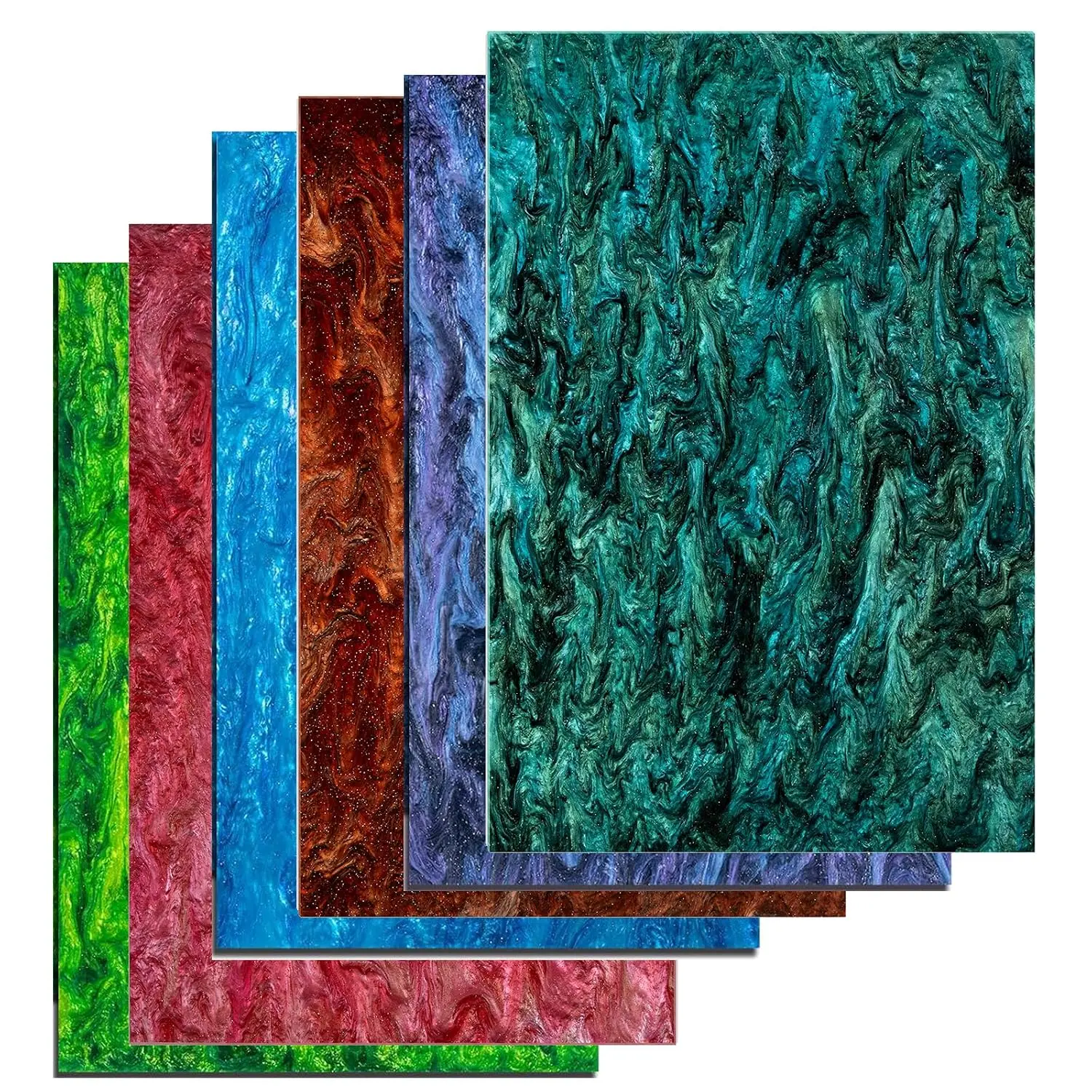 Opaque Glitter Acrylic Sheets (Set of 4, 8x12 in) - 1/8 Thick Plexiglass Sheets for Laser Cut Handmade DIY Home Decor, Art Supplies
