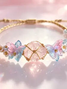 Rainbow Crystal Bracelet, Boho Style, Elegant Handmade Floral Design, Tulips Bracelet, Flower Design Bracelet, Elegant Jewelry Bracelet, Dainty Crystal Bracelet, Perfect for Daily Wear, Parties, Holidays, Gift for Her