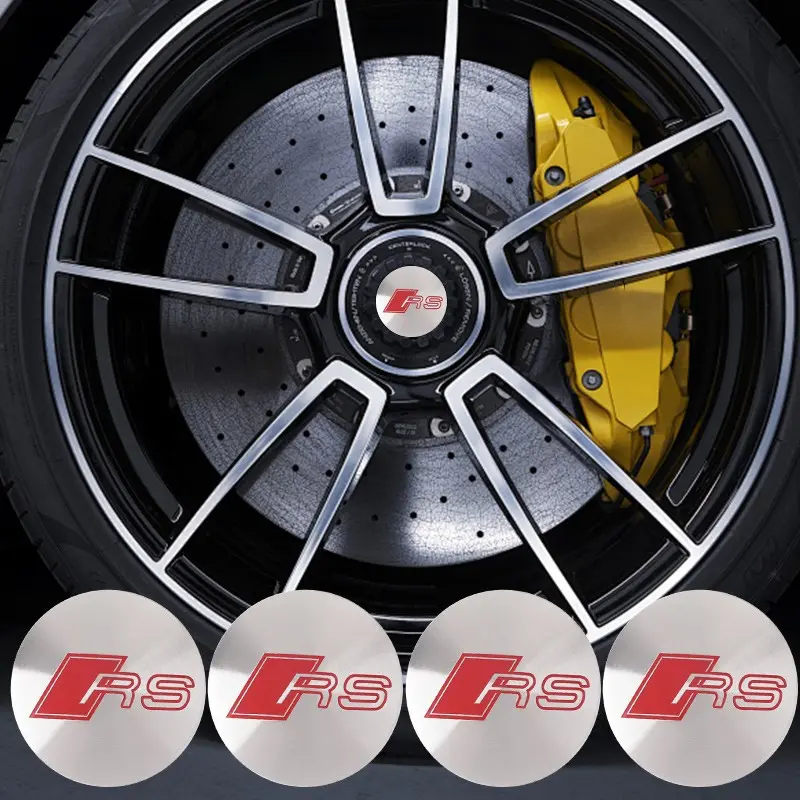 Audi Car HUB Sticker Center Hat Badge Logo, Compatible with Multiple Models Including S Line Quattro Rs & More, Durable Design