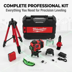 Milwaukee M12 16-Line 4D Self-Leveling Laser Level, High-Precision Green Beam Layout & Alignment Tool, Cordless Positioning System with Rapid Charger, Ideal for Construction, Tile Installation, Flooring, Framing, Cabinet Mounting,