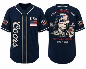 CCoors Banquet Patriotic Baseball Jersey, America 250 Years Of Freedom Button Up Shirt, Vintage Beer Inspired USA Game Day Jersey