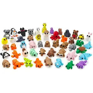 50 pcs Animal Figurines, 3D Printed Animal Figurines Set, Articulated, Party Favors, Pocket Fidget Toys Bulk, Goodie Bag Stuffers, Exchange Gifts, Boys Girls Toddlers, Desk Pets for Classroom Rewards