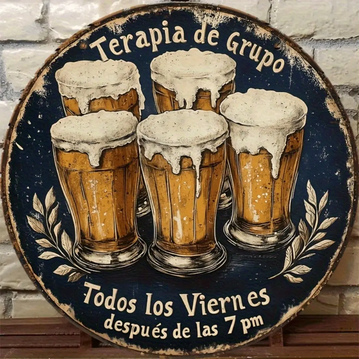 Spanish Beer Mug Aesthetic Wall Decor, Vintage 2D Flat Rural Aluminum Art, Suitable for Bar, Men's Lounge, Bedroom, Retro Spanish Theme