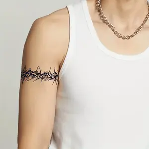 Waterproof Temporary Tattoo Sleeve with Thorns and Chains Design Realistic Non-Reflective Fake Tattoo for Arms and Legs Lasting 1-2 Weeks
