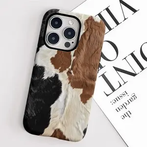 Personalized Black Brown White Cow Hair Pattern Design Glossy 2-in-1 Shockproof Phone Case,for iPhone 17 Pro Max Phone Case 17 Air 16E 16 15 Plus 14 13 12 11 X XS Max XR 7 8 Plus Phone Cases