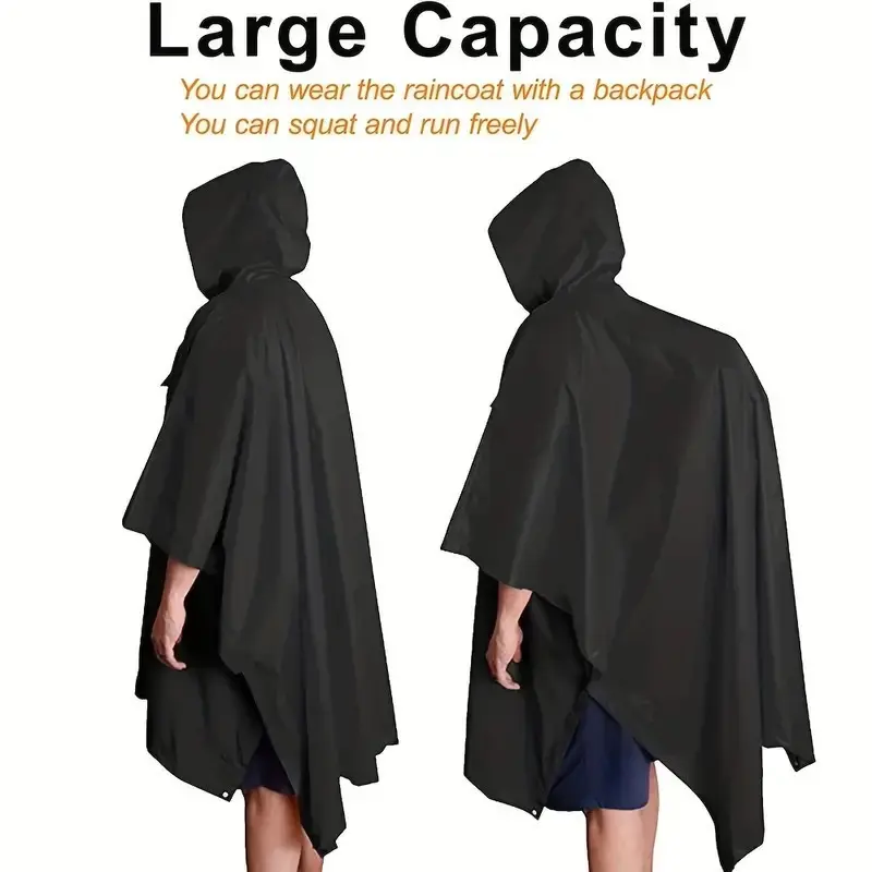 Waterproof Rain Poncho with Hood - Durable, Reusable EVA Material, Stylish Raincoat for Outdoor Adventures, Includes Handy Pocket