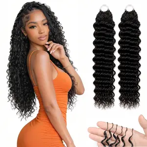 Datanala Feather Crochet Human Hair Deep Wave 18Inch 60g Miracle Knots Hair Curly Crochet Hair for Black Women 40Stands Pre-Separated for Faster Crochet Install, Feathered Crochet Hair Extensions