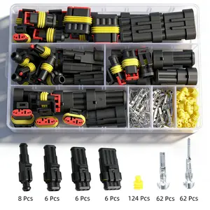 352pcs Waterproof Car Electrical Connector Terminal Kit, Car Waterproof Connector Kit,Terminal Plug Kit,Waterproof Protective Connectors,Durable Reliable Connectors,Automotive Wire Connectors Plugs, 1/2/3/4 Pin Connectors, Male & Female Terminals