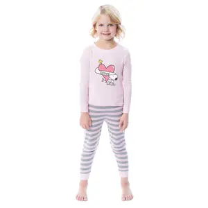 Peanuts Girls' Snoopy Woodstock Loved 2 Piece Long Sleeve Pajama Set