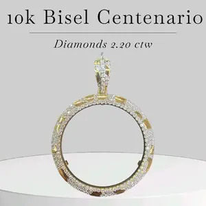 10k Diamond Bezel Centenario Pendant with 2.20 ctw Diamonds for Elegant Jewelry