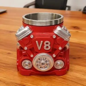 Personalized 10oz Stainless Steel Mug - Handcrafted V8 Engine Design, Durable Reusable Drinkware, Ideal Coffee/Tea Cup, Fathers Day Gift Ideas for Car Enthusiasts, Mens Gifts for Him, Dad Gifts, Unique Gifts For Man