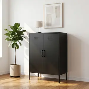 [Fahuac] Black 39.96" Tall Heavy-Duty Metal Storage Cabinet, Adjustable Shelf Super Strong Multi-Layer Spacious Standalone Steel Organizer, Freestanding Utility Cabinet for Home Office, Heavy-Duty Cabinets, Multi-Layer Cabinets
