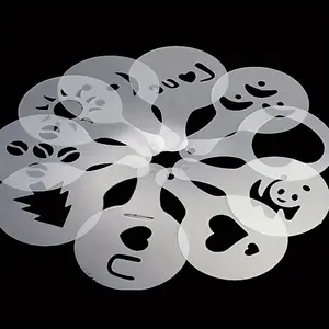16pcs Plastic Latte Art Templates, Fancy Coffee Printing Models, Milk Foam Tools, Perfect for Baristas and Coffee Lovers