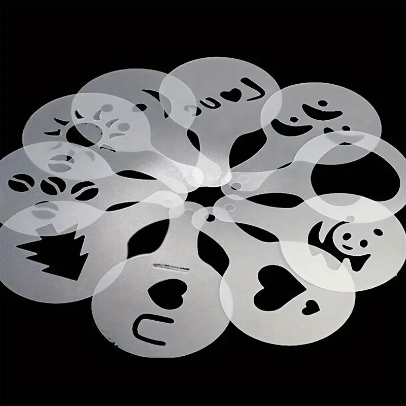 16pcs Plastic Latte Art Templates, Fancy Coffee Printing Models, Milk Foam Tools, Coffee Bar Accessories, Coffee Bar Essentials, Coffee Station Accessories, Perfect for Baristas and Coffee Lovers