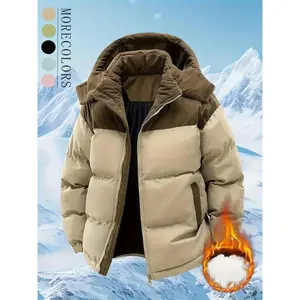 Men's winter hooded jacket, thickened casual jacket, suitable for skiing, snowboarding and various outdoor activities - machine washable, warm and protective men's winter jacket.