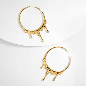 Dripping Circular L Hoop Earrings