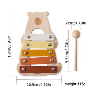 Wooden Educational Multi-Functional Cute Toy Bear Board, Baby Interest Development Toy, Christmas Halloween Gift for Kids, Sensory Activity Board, Toddler Busy Board
