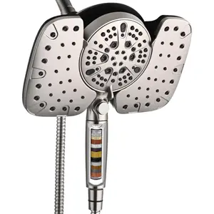 Shower Head with Handheld High Pressure: 10" Rainfall Shower Head & Shower Head, 9 Spray Settings Detachable Shower Head with Switch and 15-Stage Filter
