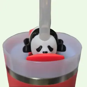 Straw Mates Articulating Panda Straw Mate Cute 3D Printed Straw Buddy for Tumblers and Cups Reusable Drinkware with Unique Articulating Design