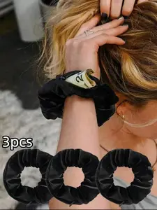 Hair Tie Storage Pouch, 3pcs Portable Money Hider & Organizer, Zippered Velvet Scrunchie, Elastic Hair Tie with Secret Pocket