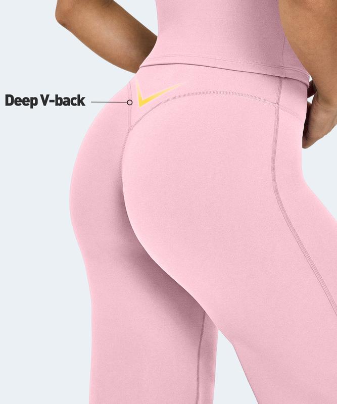 GYMSPT Straight Leg Bottoms High Waisted Casual Pants No Front Seam Comfortable & Elastic Yoga Pants Wide Leg Gym Outdoor Sports Wear Flattering Figure