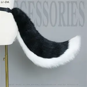9 Colors Furry Animal Dog Fox Wolf Tail Large Plush Dress Up Party Costume Cosplay Accessories Adjustable Belt Faux Fur Tail Masks