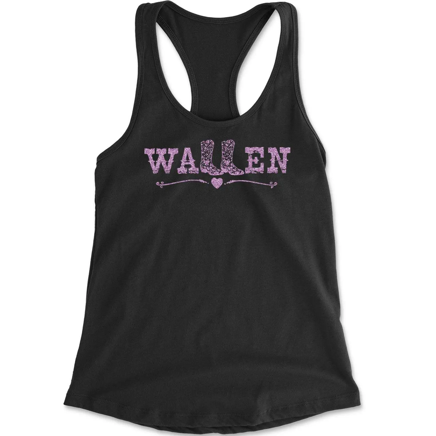 Glitter Wallen Cowgirl Boots Country Music Western Racerback Tank Top for Women Womenswear Cowboy