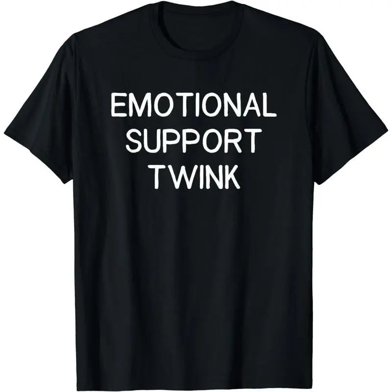 Cotton Short Sleeve Emotional Support Twink T-Shirt for Men funny graphic tee