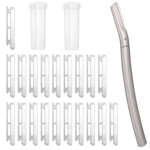 Razor for Eyebrows, Dermaplane Razor, Professional Facial Shaver with 20 Blade Refills for Women and Men, Peach Fuzz Removal and Skin Exfoliation Tool