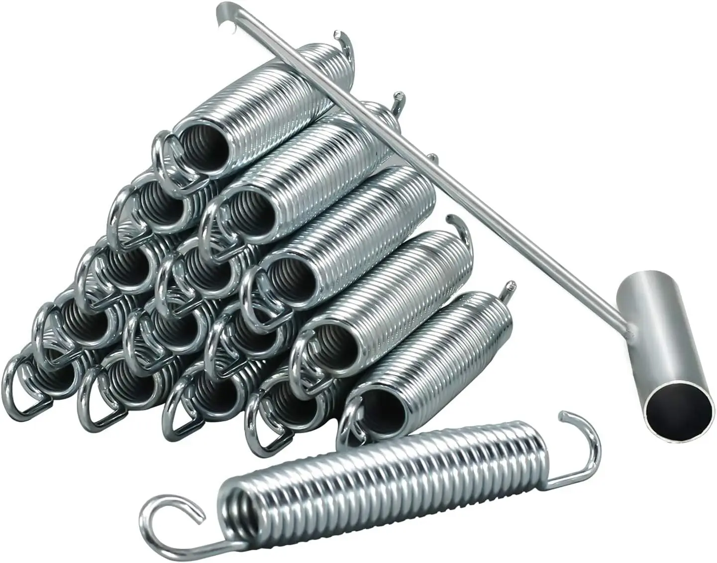 16 Pack Trampoline Springs Heavy Duty 5.5-7Inch Stainless Steel Trampoline Replacement Springs Universal Trampoline Accessories with Spring Tool