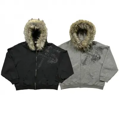 Fur Hoodie Zip Up Men TikTok Shop