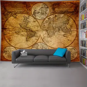 1 Piece Extra Large Treasure World Map Background Wall Tapestry, Wall Decoration Hanging Cloth, Birthday Gift, Party Decoration, Live Streaming Background Cloth, Suitable for Living Room, Bedroom, Office, Dormitory, No Installation Needed