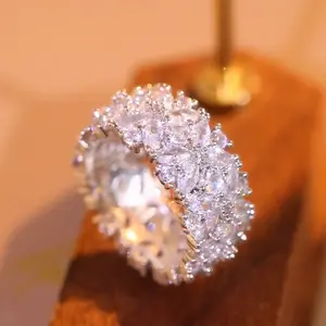 1 Piece Flower Arrangement Design Ring Girls Light Luxury Style Marquise Accessory Fashion Niche  Shiny Women  Ring Delicate Synthetic Zirconia Flower Casual Party Wear Anniversary Gift