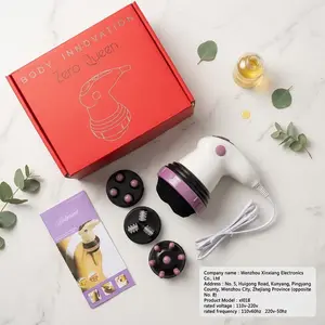 Electric 3 Speed Handheld Massage Device Adjustable Vibration with 3 Replacement Heads Home Use Portable Gadget