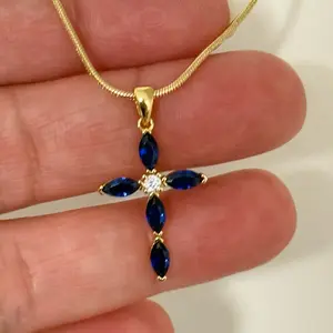 14k Gold Plated Cross Pendant Necklace for Women - Fashion Accessory