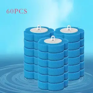 Disposable Toilet Brush Refill Pack with 24pcs/60pcs/120pcs 3-Layer Sponge Replacement Heads, Rust-Proof Toilet Cleaner, Bathroom Cleaning Tool, Household Accessory