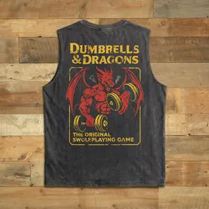 Funny Gym Dnd , Dungeons and Dragons Workout Parody Tee, Vintage Swole Dungeon Master Gift Wash Tank Top T-shirt