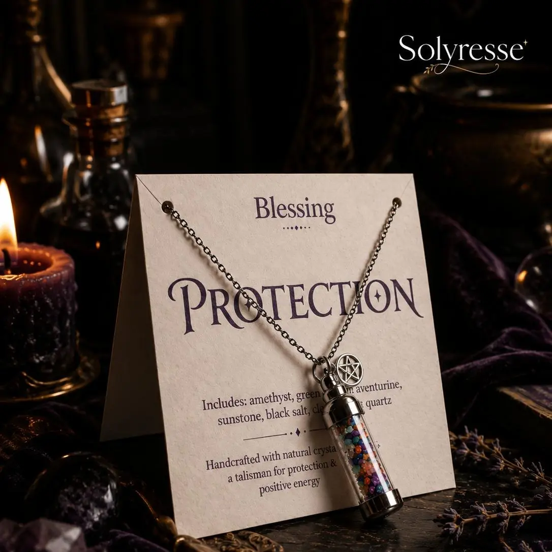 Mystical Witchcraft Aesthetic Crystal Necklace - Gothic Pentagram Pagan Amulet, Vibrant Crystal, Stainless Steel Chain for Spiritual Protection, 2026 Memorial Day Summer Gift, Crystal Necklaces
