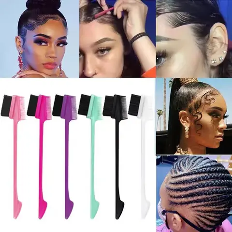Wavymy Hair Dual Ended Comb & Double Sided Edge Brush - 1 Count Hair Styling Tool for Edge & Back Brushing, Slick Back Looks (Random Color)