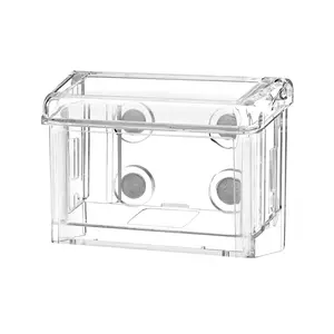 Magnetic Outdoor Business Card Holder Mobile Marketing with Hinged Lid and Take One Sticker Clear Acrylic Card Box for 3.5" x 2" Cards Metal Mount by 321 Plastics