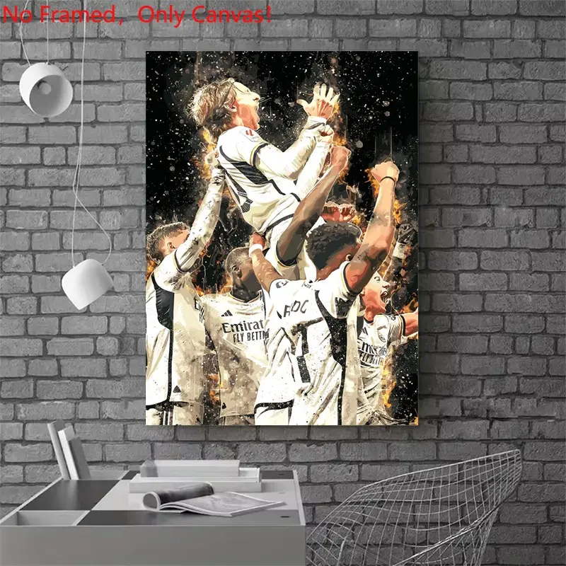 1 piece/set frameless canvas painting print poster, Wall prints, Classic Football player art, Luca Modric Soccer Celebration, a gift for football loves, for bedroom, living room, kitchen, wall decoration, room decor