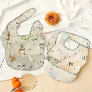 Cute Animal Pattern Baby Bibs, 2 Counts/set Soft Breathable Baby Bib, Baby Bibs for Boys & Girls, Newborn Baby Essentials