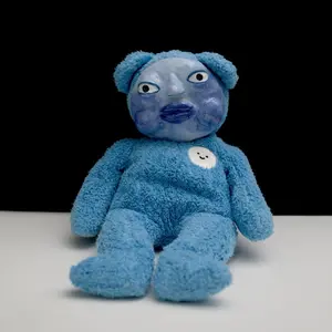 Handmade Art Doll - Blue Plush Toy with Unique Design and Soft Texture for Collectors and Art Lovers