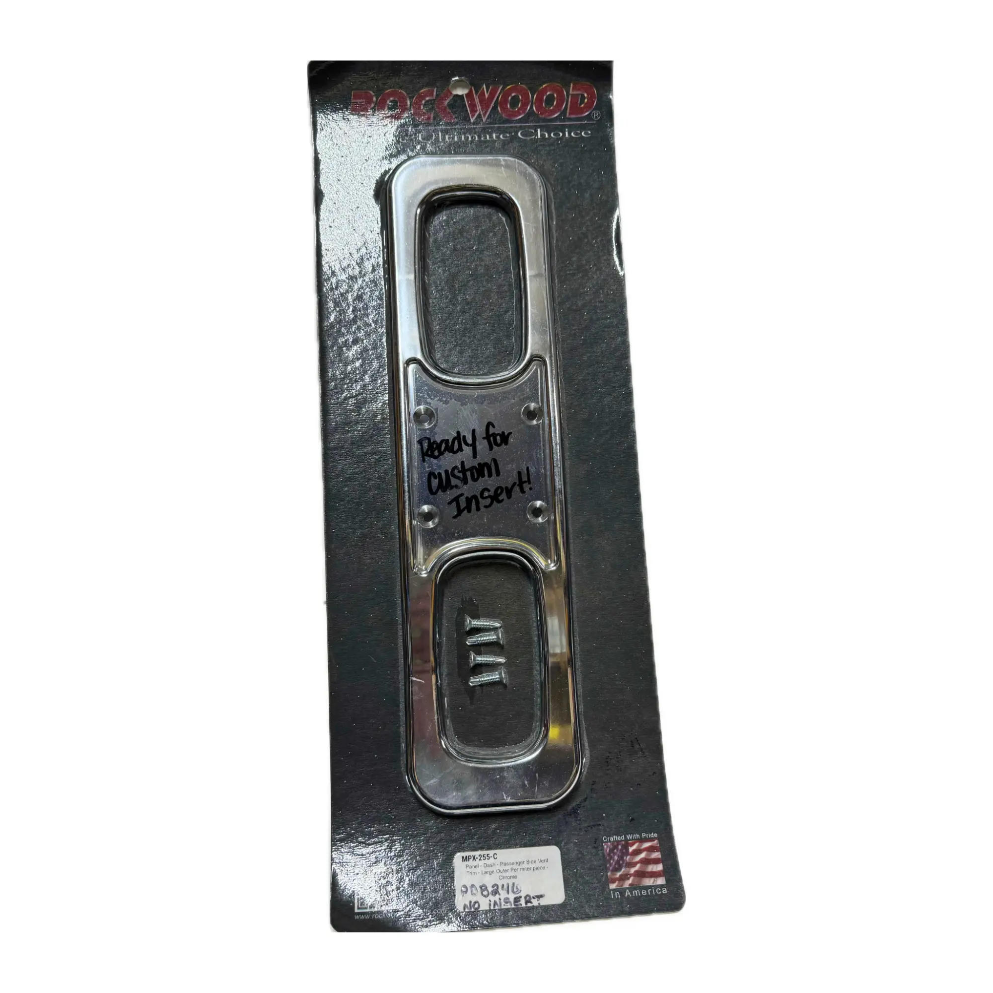 Rockwood Dashboard Passenger Side Vent Trim-Blank, Chrome Plated Exterior, Easy Installation, Interior Grade Accessory, No RW Logo, Ready for Custom Insert