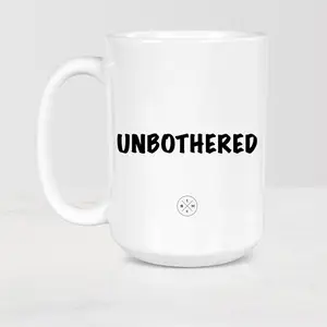 The Black Mug Co. Unbothered Mug, Ceramic 11oz - 15oz Tea Coffee Tumbler