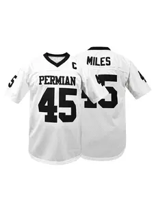 Boobie Miles 45 Permian Friday Night Lights Movie Football Lightweight Jersey White Black Men's Breathable Mesh V Neck Pullover, Loose Fit Short Sleeve Top for Training & Competition,Casual Wear