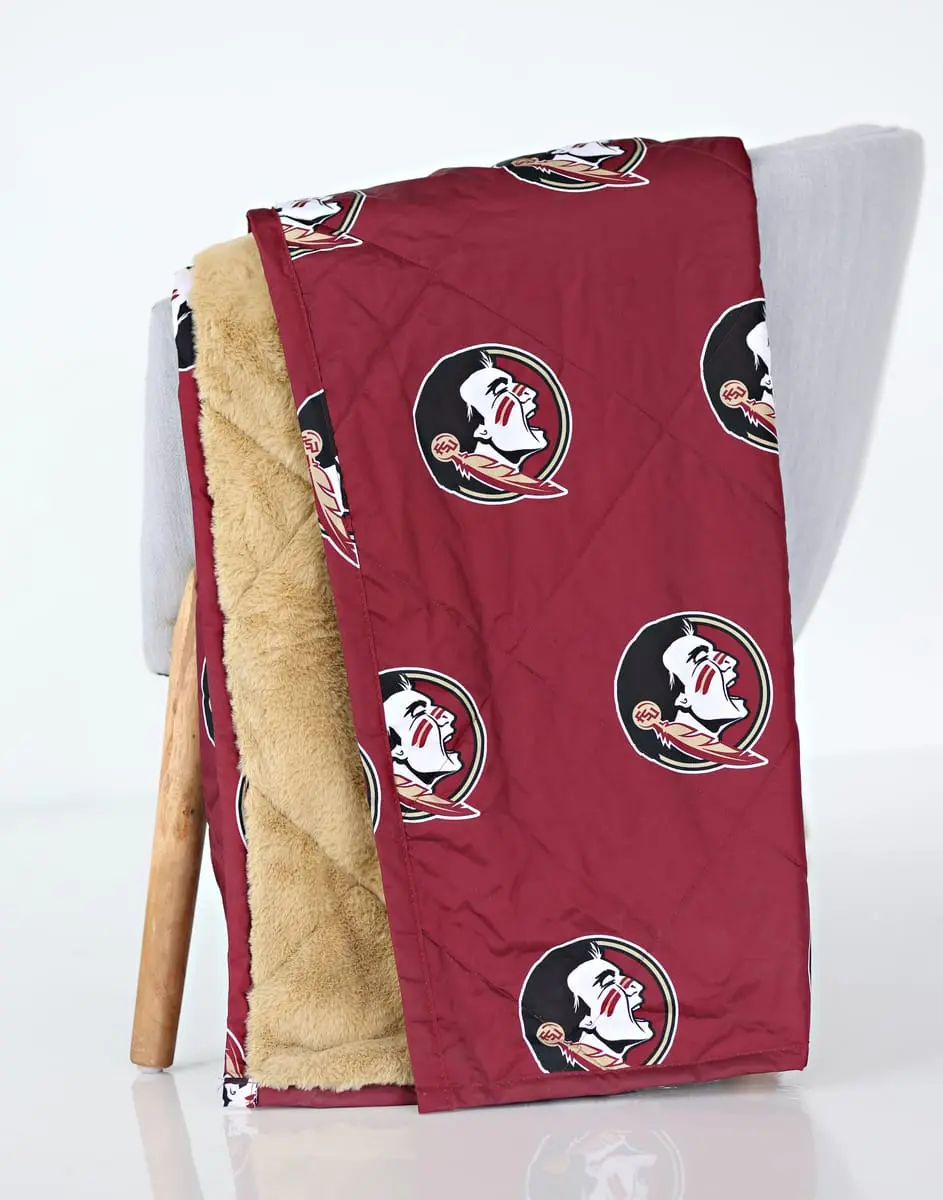 Florida State Seminoles Pride Hooded Stadium Statement Blanket - 60"x63" Soft College Sports Logo Blanket, Quilted Back, Detachable Hood, Storage Pockets, 2-Corner Hand-Holds, for Stadium Look & Watch Party Use